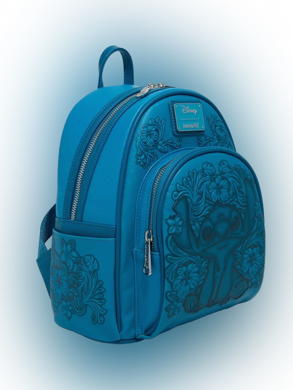 Loungefly Lilo & Stitch Blue Tooling Debossed Mini Backpack - Picture 2 of 4